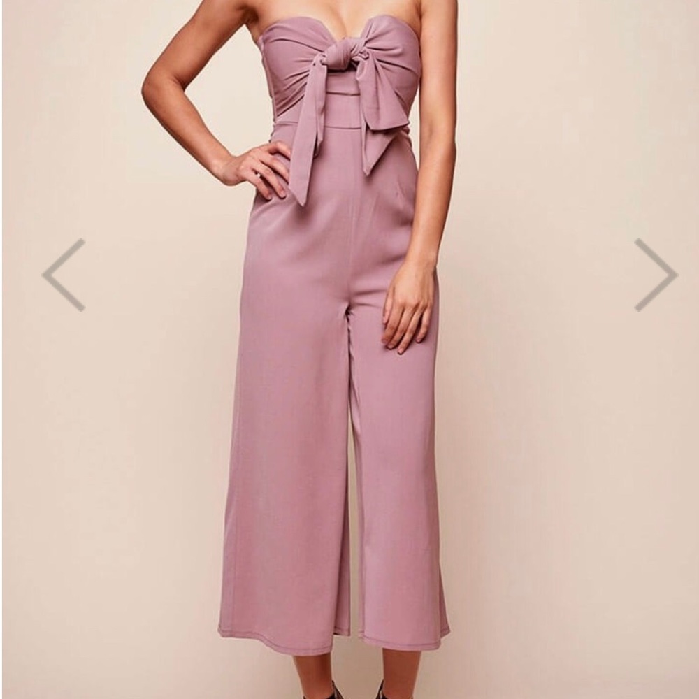 Bow Tie Wide Leg Jumpsuit Dusty Pink - XSmall
